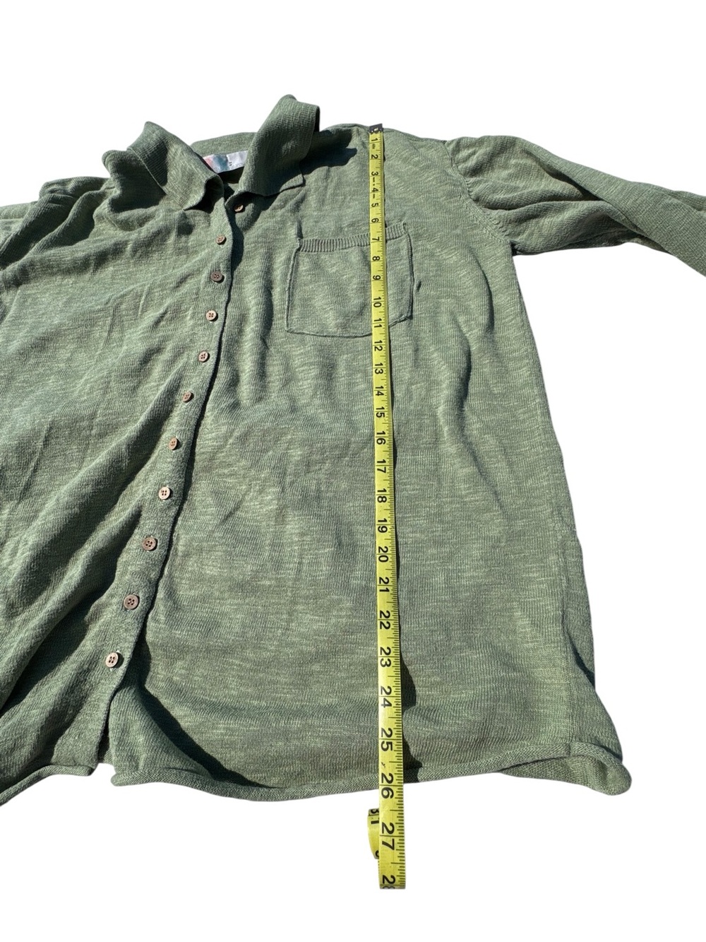 Free People Beach Oversized Green Button Up Linen Blend Sweater Medium - Picture 11 of 13
